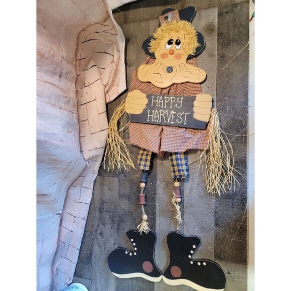 Happy harvest scarecrow fall sign Decor figure - Picture 1 of 7